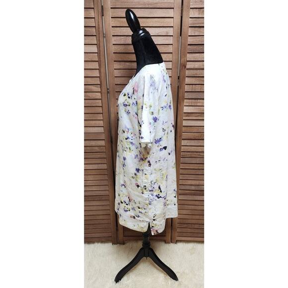 J. Jill Love Linen Watercolor Floral Shift Dress Large Petite Coastal Casual - Picture 5 of 7